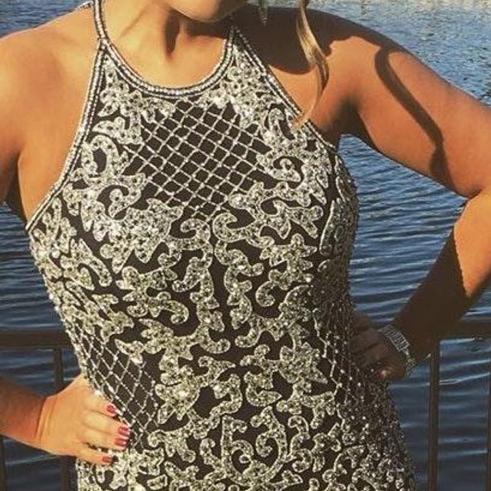 Black beaded Sherri Hill dress